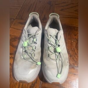 Hoka Gray Sneakers with Green Details